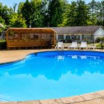 Swimming pool at Woods-N-Waters Kampground on a sunny summer day near Columbus, Indiana.