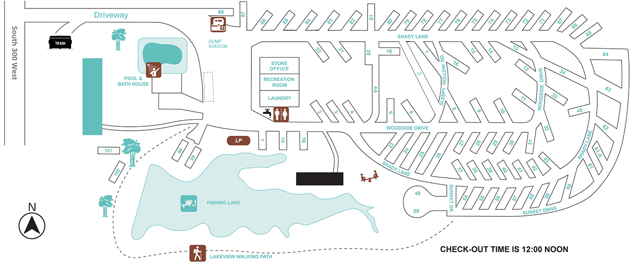 Woods N Waters Campground Map Campground Map for Woods N Waters Campground in Indiana